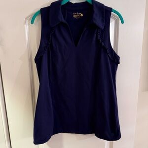 EUC Lilly Pulitzer Martina Luxletic Sleeveless Polo in navy blue size L